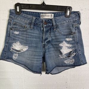 Abercrombie & Fitch Boyfriend Low Rise Denim Shorts Distressed 25 Y2K